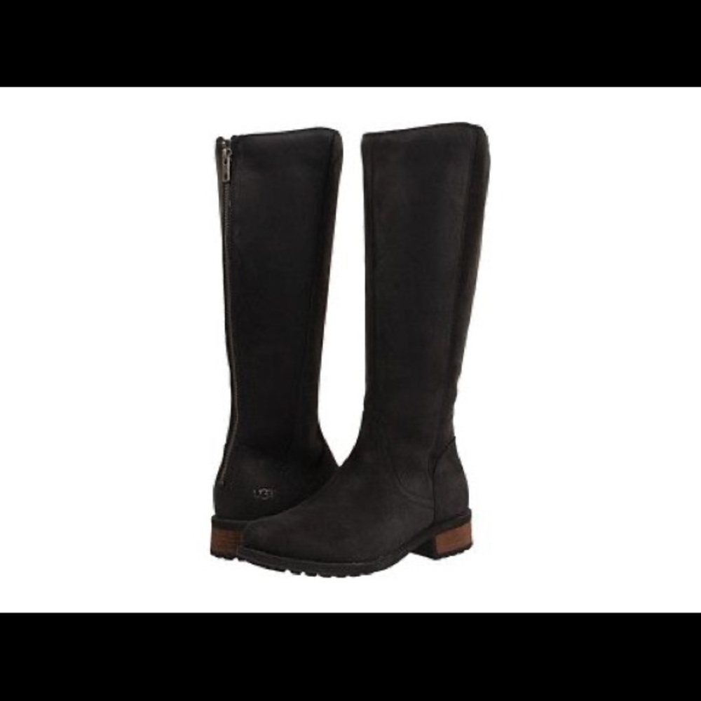 Ugg Seldon Riding Boot, Black Suede, Size 6.5
